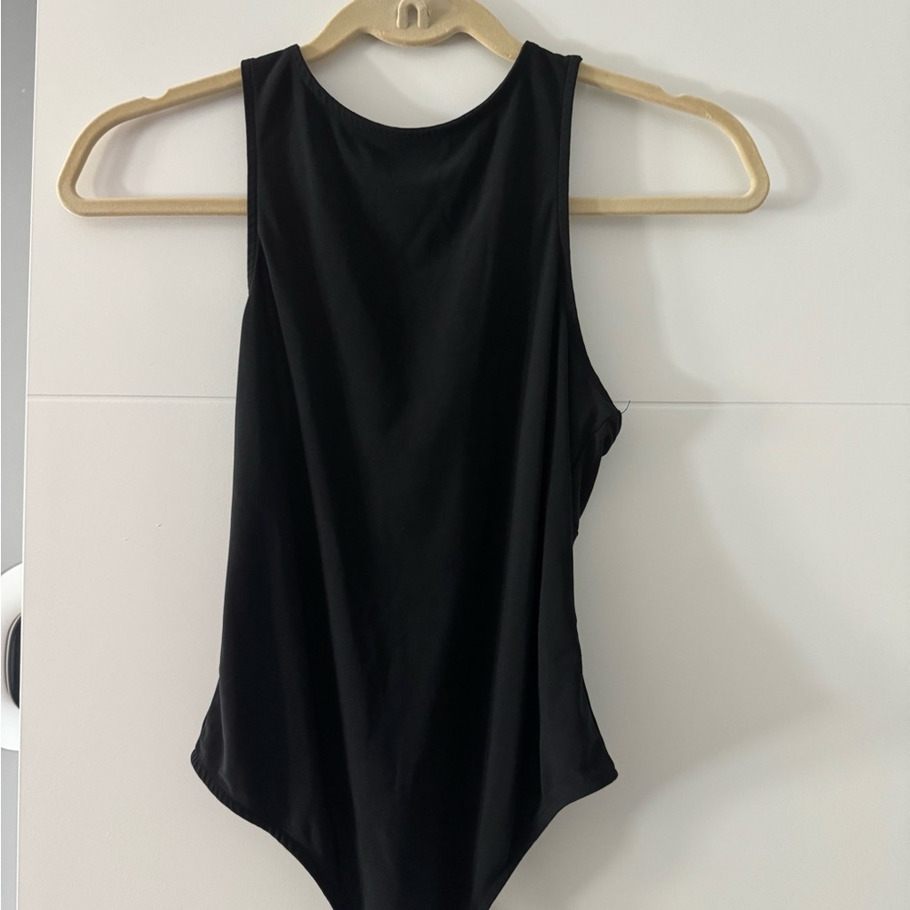 Black Sleeveless Women's Bodysuit - open back